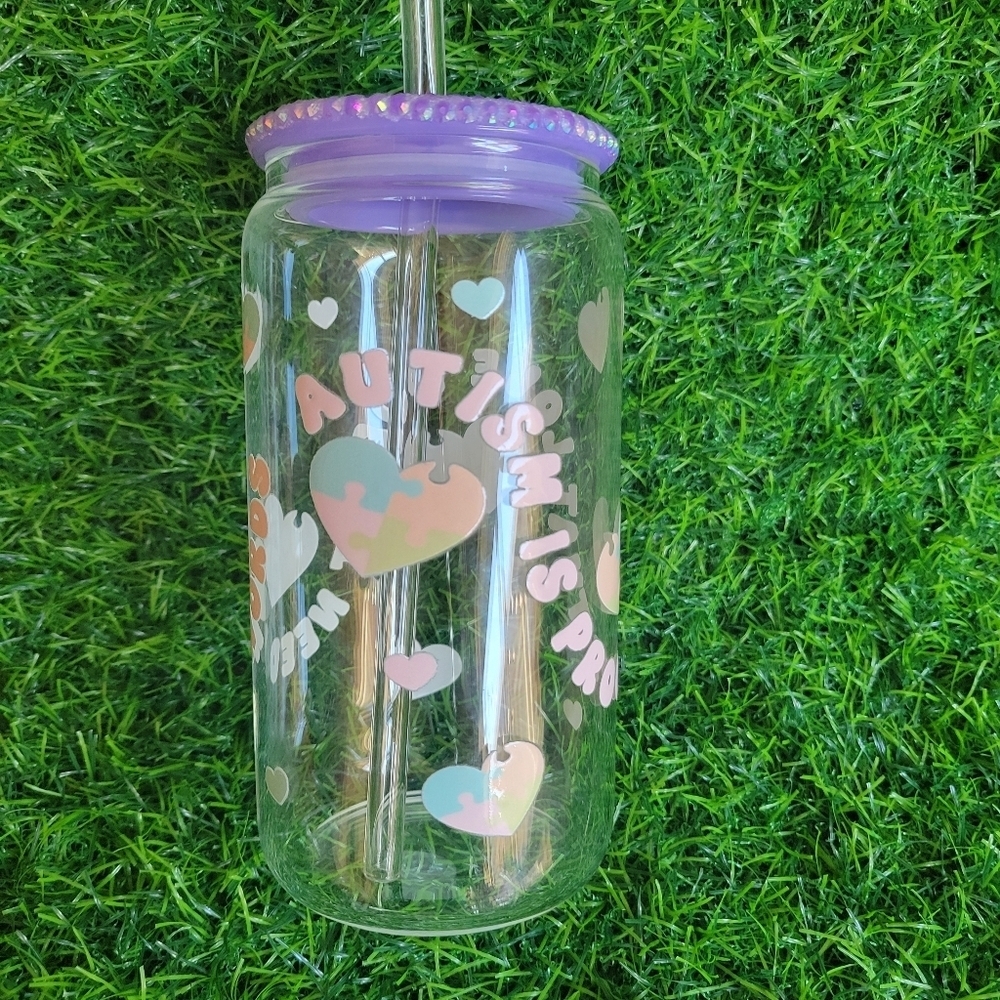 Custom Autism Glass Tumbler